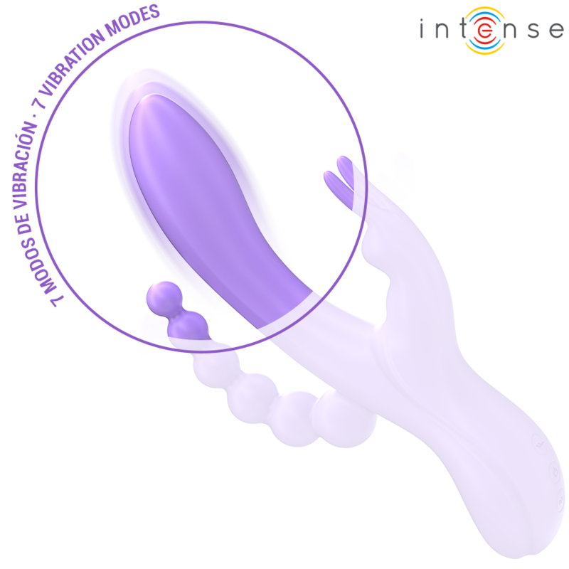 INTENSE - MIKO TRIPLE VIBRATOR RABBIT & STIMULATOR & ANAL 7 VIBRATIONS PURPLE - Amore24