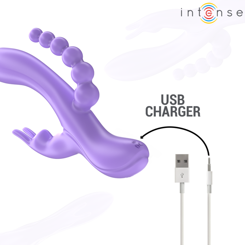 INTENSE - MIKO TRIPLE VIBRATOR RABBIT & STIMULATOR & ANAL 7 VIBRATIONS PURPLE - Amore24