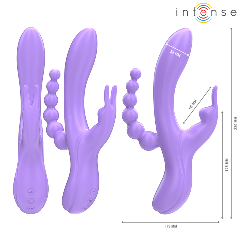 INTENSE - MIKO TRIPLE VIBRATOR RABBIT & STIMULATOR & ANAL 7 VIBRATIONS PURPLE - Amore24