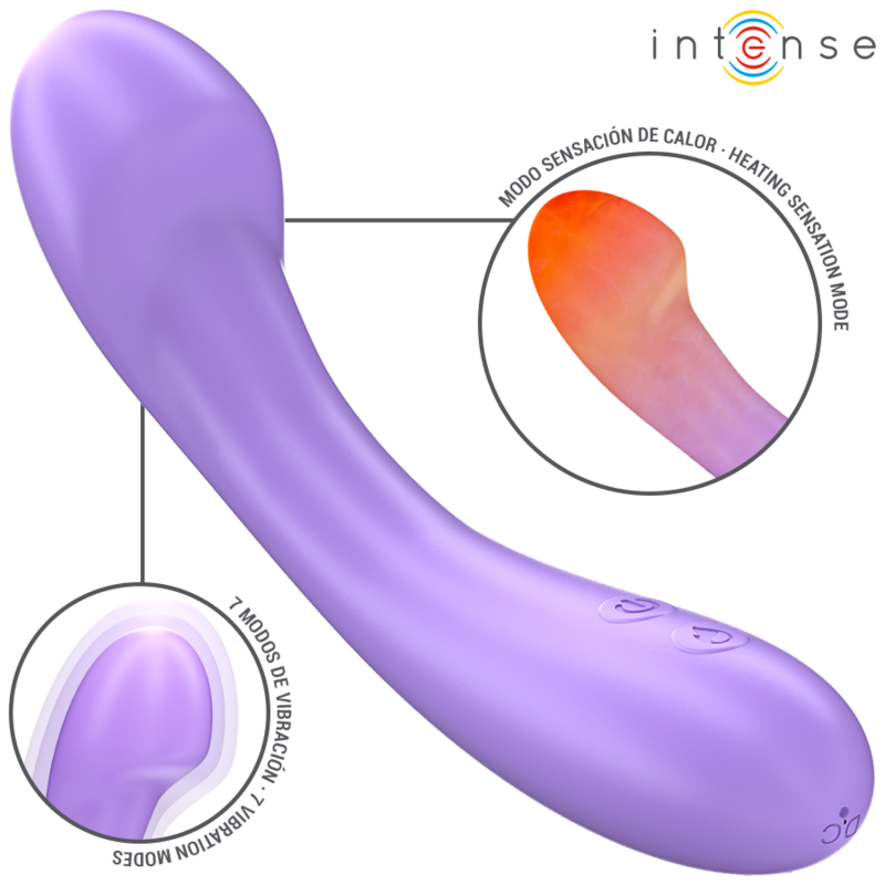INTENSE - BECKY VIBRATOR 19 CM HEATABLE 7 VIBRATIONS PURPLE - Amore24
