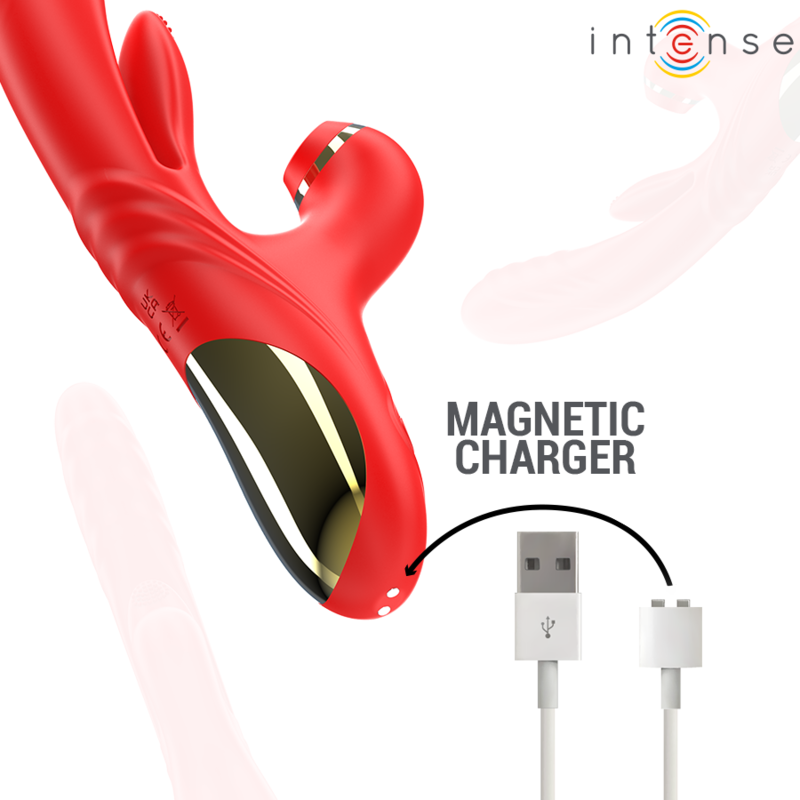 INTENSE - KAROL MULTIFUNCTION VIBRATOR THRUST & STIMULATION & SUCTION RED - Amore24