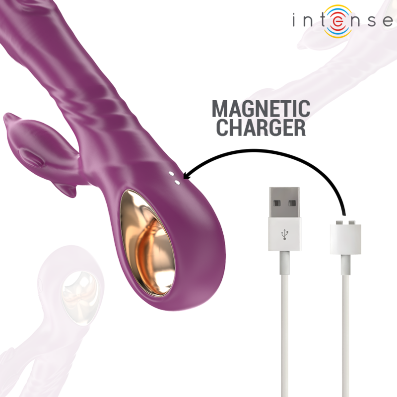 INTENSE - HALLE MULTIFUNCTION VIBRATOR WITH DOLPHIN STIMULATING TONGUE PURPLE - Amore24
