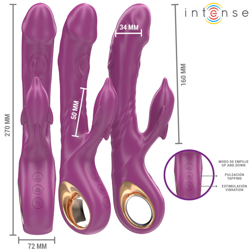 INTENSE - HALLE MULTIFUNCTION VIBRATOR WITH DOLPHIN STIMULATING TONGUE PURPLE - Amore24