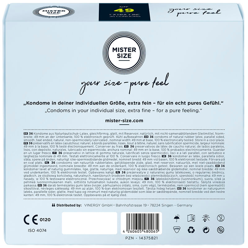 MISTER SIZE - CONDOM SIZE S 49 MM (36 UNITS) - Amore24