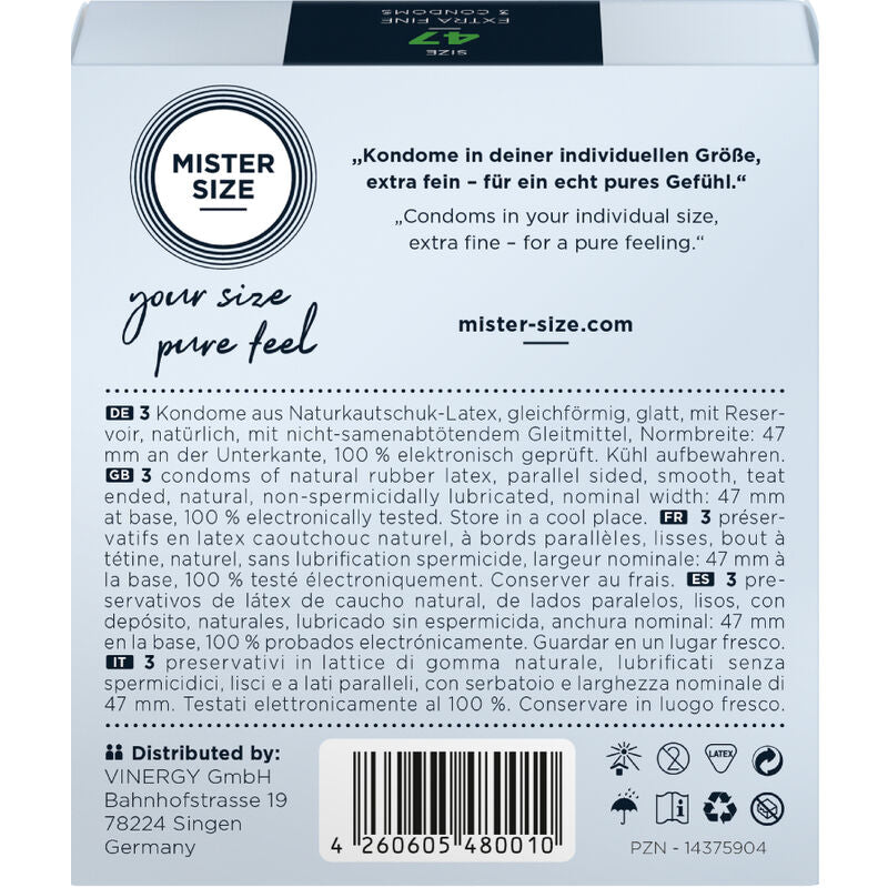 MISTER SIZE - CONDOMS SIZE XS 47 MM (3 UNITS) - Amore24