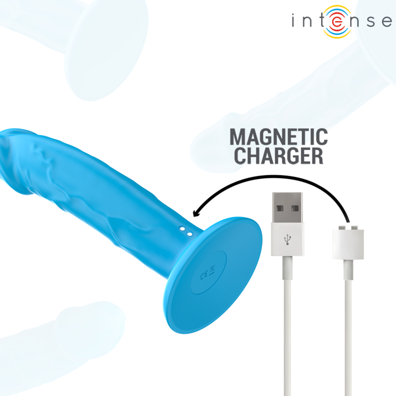 INTENSE - PHOEBE REALISTIC VIBRATOR 10 VIBRATIONS BLUE REMOTE CONTROL - Amore24