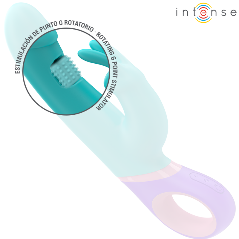 INTENSE - MONICA RABBIT VIBRATOR WITH ROTATING G-SPOT STIMULATOR BLUE - Amore24