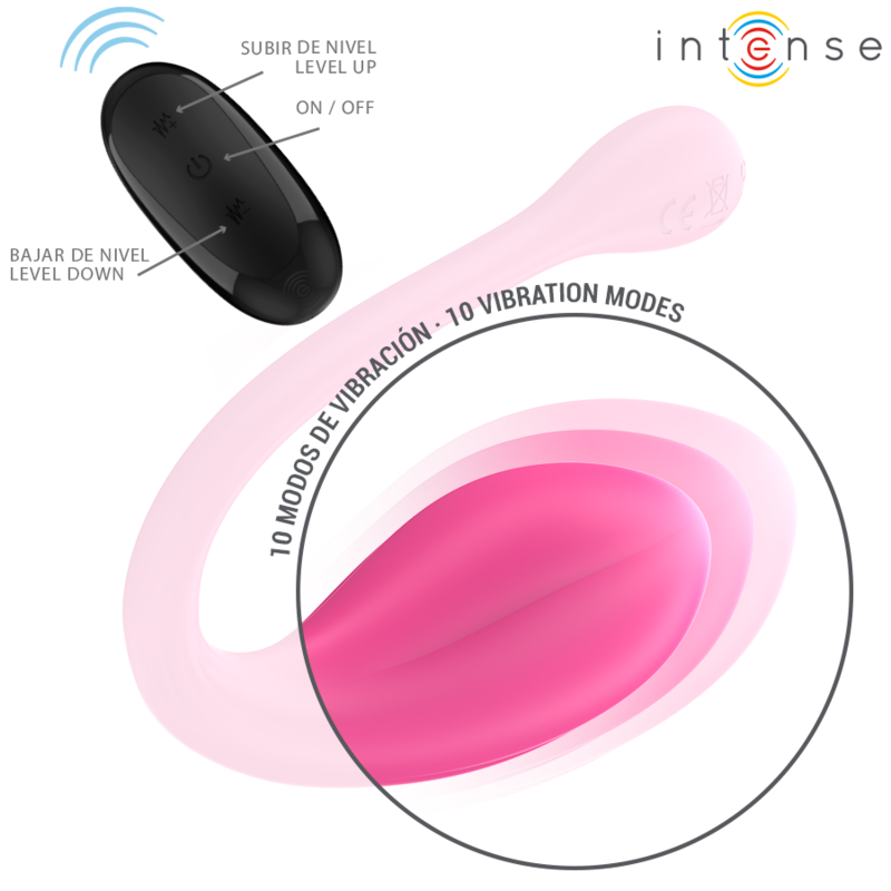 INTENSE - JANICE U VIBRATOR DOUBLE STIMULATION 10 VIBRATIONS PINK REMOTE CONTROL - Amore24