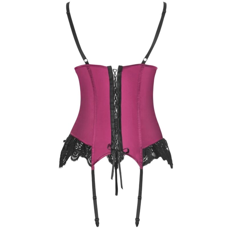 LIVCO CORSETTI FASHION - AGRAFENA CF 90436 CORSET + THONG BURGUNDY S/M - Amore24