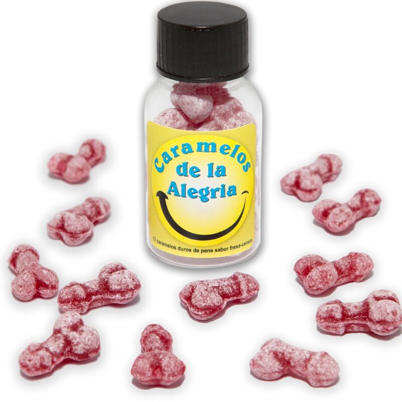 DIABLO PICANTE - 12 PENIS-SHAPED JOY CANDIES STRAWBERRY/CHERRY - Amore24