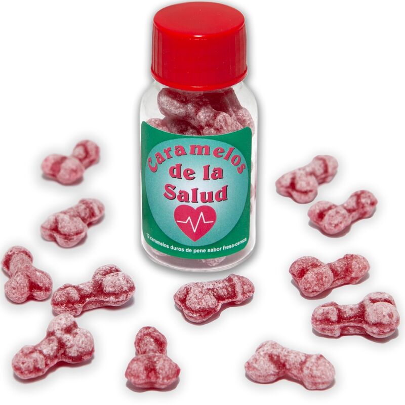 DIABLO PICANTE - 12 HEALTH CANDIES PENIS SHAPE STRAWBERRY/CHERRY - Amore24