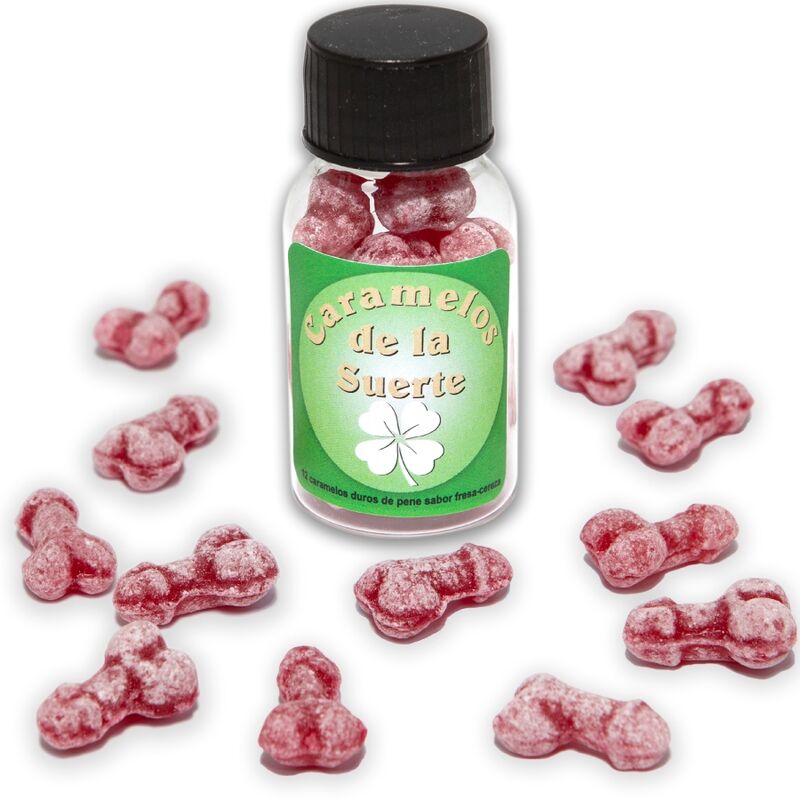 DIABLO PICANTE - 12 PENIS-SHAPED LUCKY CANDIES STRAWBERRY/CHERRY - Amore24