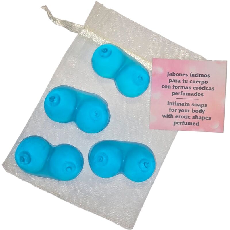 DIABLO PICANTE - 4 MINI SCENTED SOAPS SHAPED BREASTS BLUE - Amore24