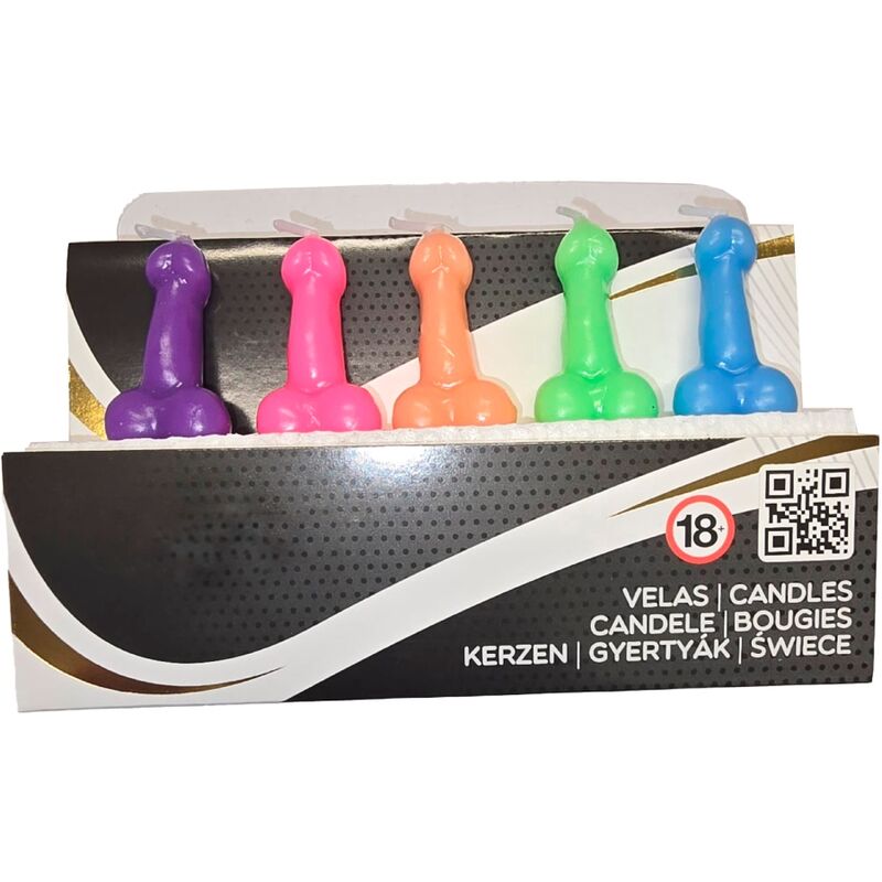 DIABLO PICANTE - BOX OF 5 PENIS-SHAPED CANDLES IN DIFFERENT COLORS - Amore24