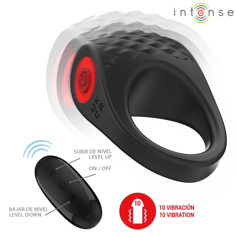 INTENSE - CLOVER VIBRATOR PENIS RING 10 VIBRATIONS BLACK - Amore24