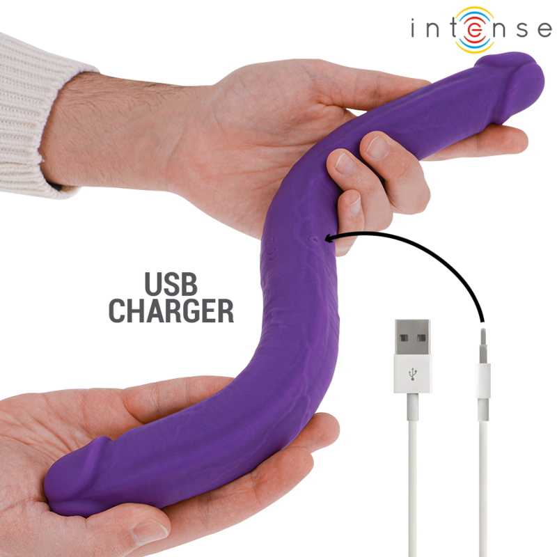 INTENSE - GUNTER DILDO DOUBLE VIBRATOR 40 CM PURPLE REMOTE CONTROL - Amore24