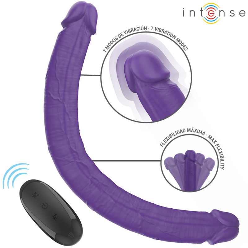 INTENSE - GUNTER DILDO DOUBLE VIBRATOR 40 CM PURPLE REMOTE CONTROL - Amore24