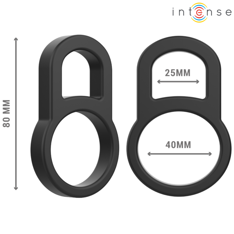 INTENSE - BOBBY DOUBLE SILICONE PENIS RING BLACK - Amore24