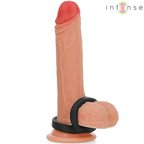 INTENSE - BOBBY DOUBLE SILICONE PENIS RING BLACK - Amore24