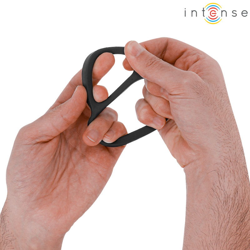 INTENSE - BOBBY DOUBLE SILICONE PENIS RING BLACK - Amore24