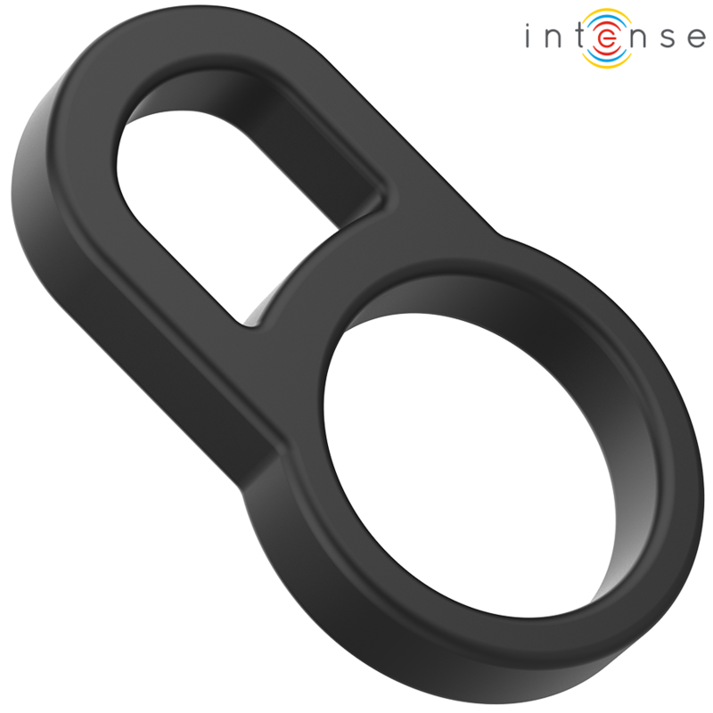INTENSE - BOBBY DOUBLE SILICONE PENIS RING BLACK - Amore24