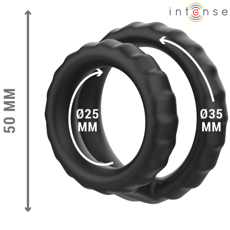 INTENSE - DEWEY DOUBLE SILICONE PENIS RING BLACK MODEL 2 - Amore24