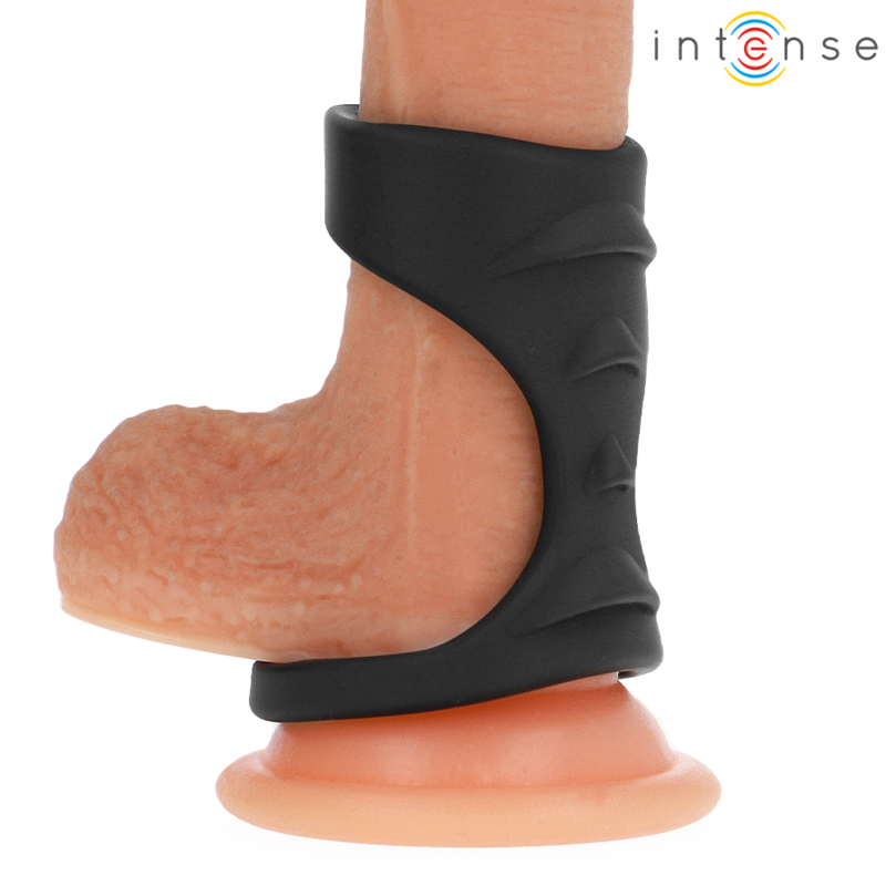 INTENSE - THEO DOUBLE SILICONE PENIS RING BLACK MODEL 3 - Amore24