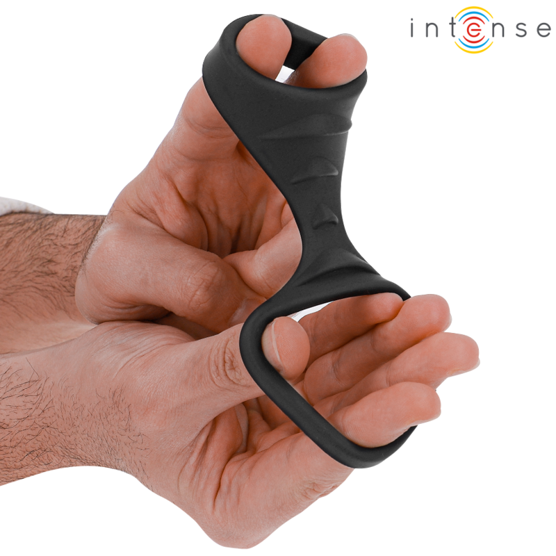 INTENSE - THEO DOUBLE SILICONE PENIS RING BLACK MODEL 3 - Amore24