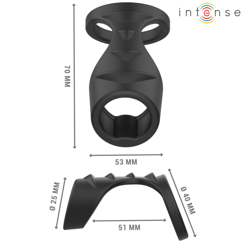 INTENSE - THEO DOUBLE SILICONE PENIS RING BLACK MODEL 3 - Amore24