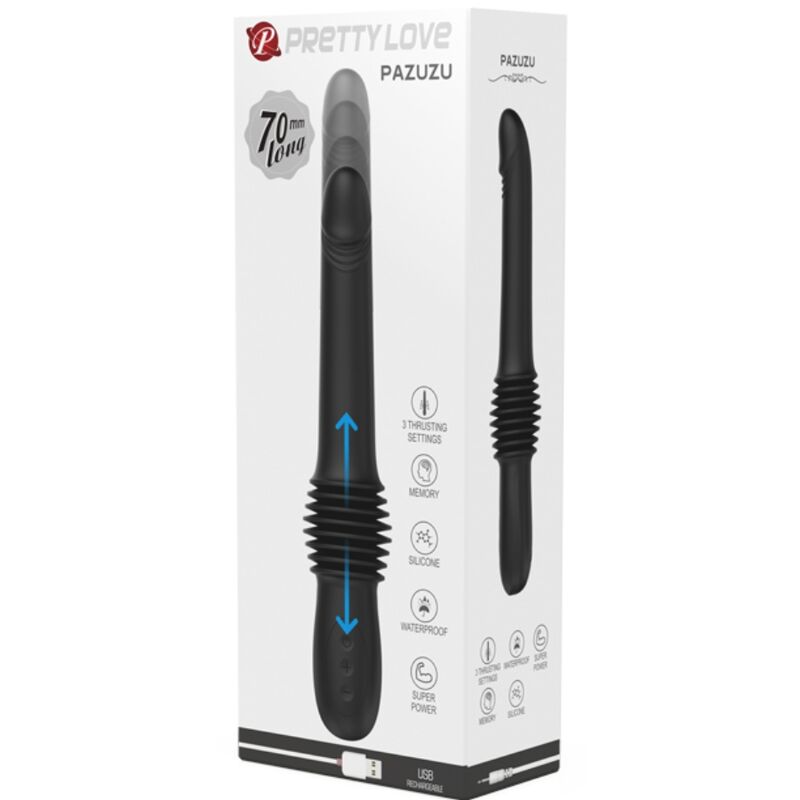 PRETTY LOVE - PAZUZU VIBRATOR 3 THRUST MODES BLACK - Amore24