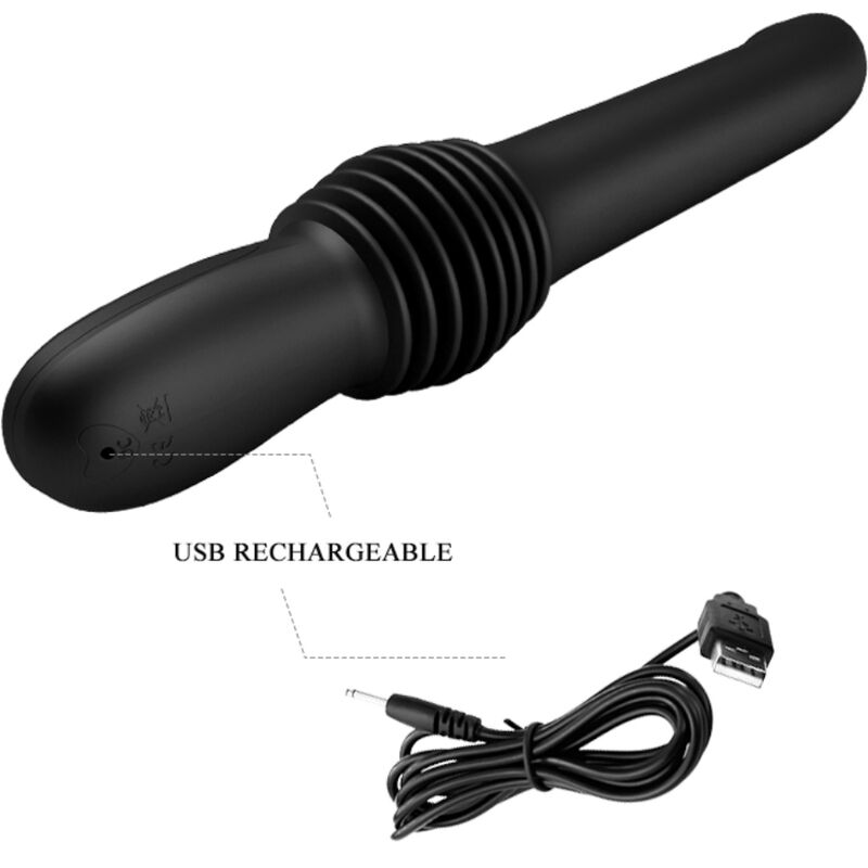 PRETTY LOVE - PAZUZU VIBRATOR 3 THRUST MODES BLACK - Amore24