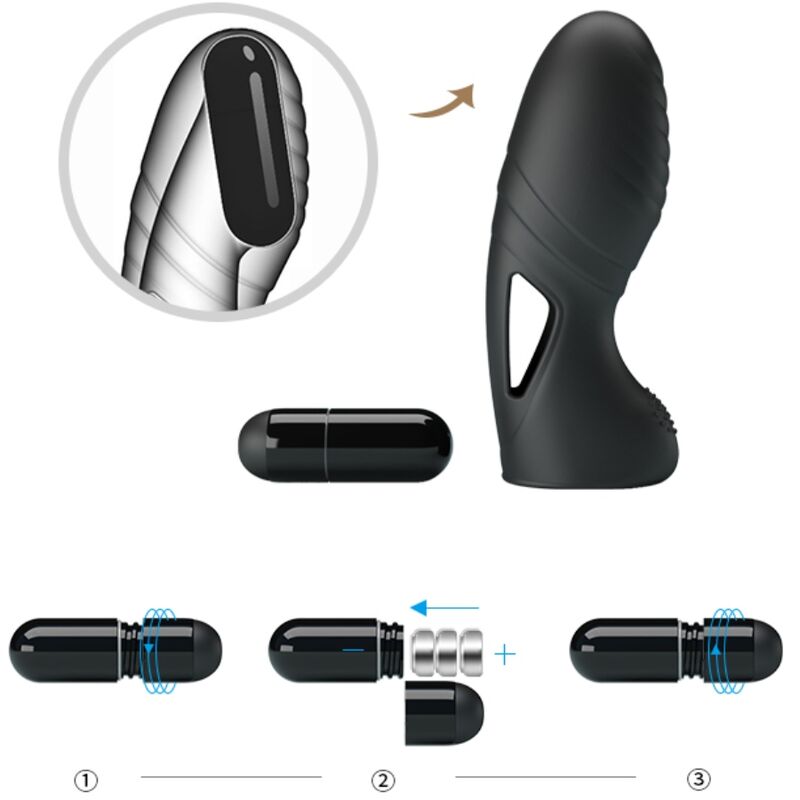 PRETTY LOVE - ALAN SILICONE FINGER VIBRATOR BLACK - Amore24