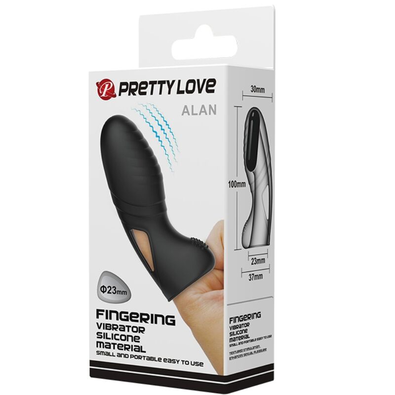 PRETTY LOVE - ALAN SILICONE FINGER VIBRATOR BLACK - Amore24