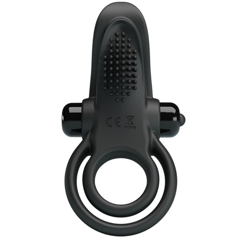 PRETTY LOVE - DOUBLE VIBRATING RING + CLITORIS STIMULATOR 10 VIBRATIONS BLACK - Amore24