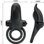 PRETTY LOVE - DOUBLE VIBRATING RING + CLITORIS STIMULATOR 10 VIBRATIONS BLACK - Amore24