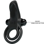 PRETTY LOVE - DOUBLE VIBRATING RING + CLITORIS STIMULATOR 10 VIBRATIONS BLACK - Amore24