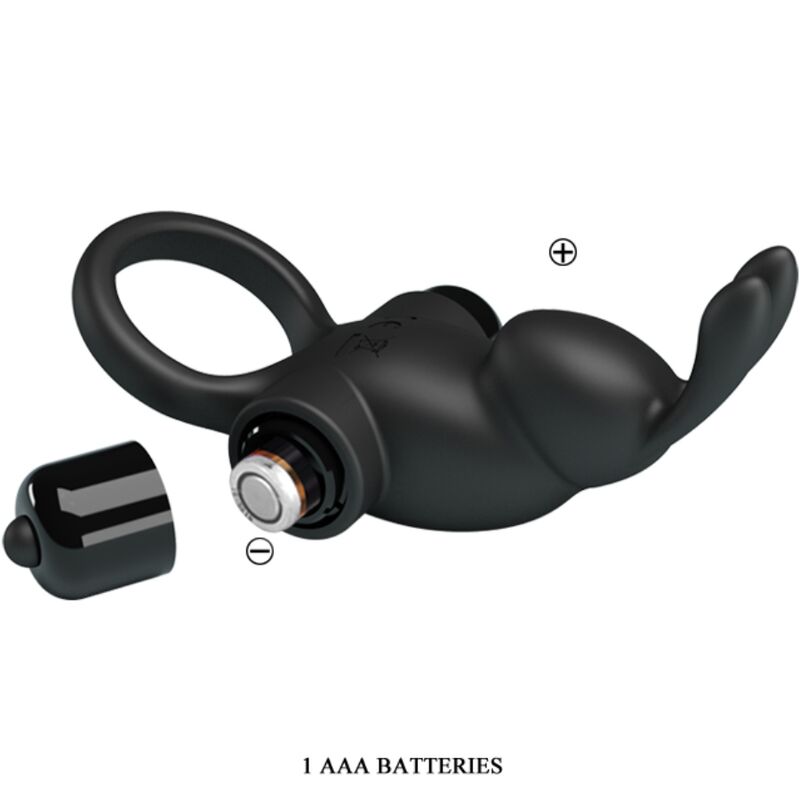 PRETTY LOVE - VIBRATING RING + RABBIT CLITORIS STIMULATOR 10 VIBRATIONS BLACK - Amore24