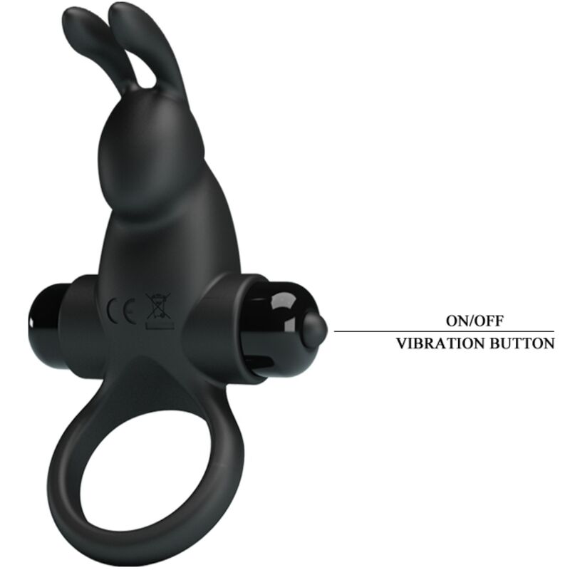 PRETTY LOVE - VIBRATING RING + RABBIT CLITORIS STIMULATOR 10 VIBRATIONS BLACK - Amore24