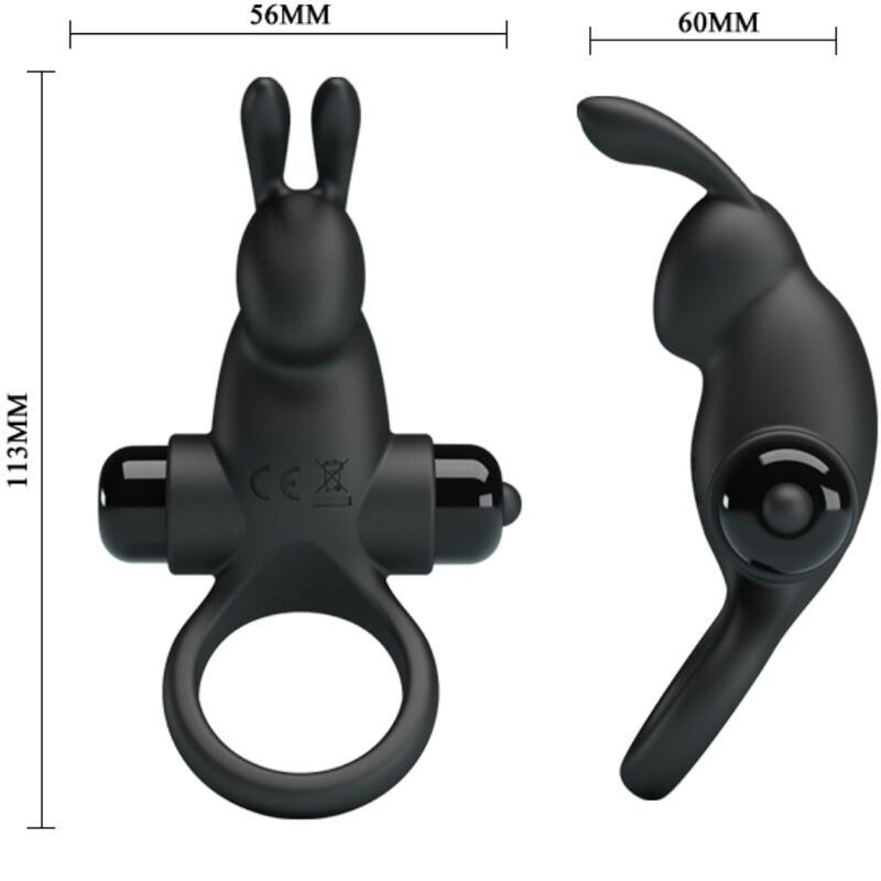 PRETTY LOVE - VIBRATING RING + RABBIT CLITORIS STIMULATOR 10 VIBRATIONS BLACK - Amore24