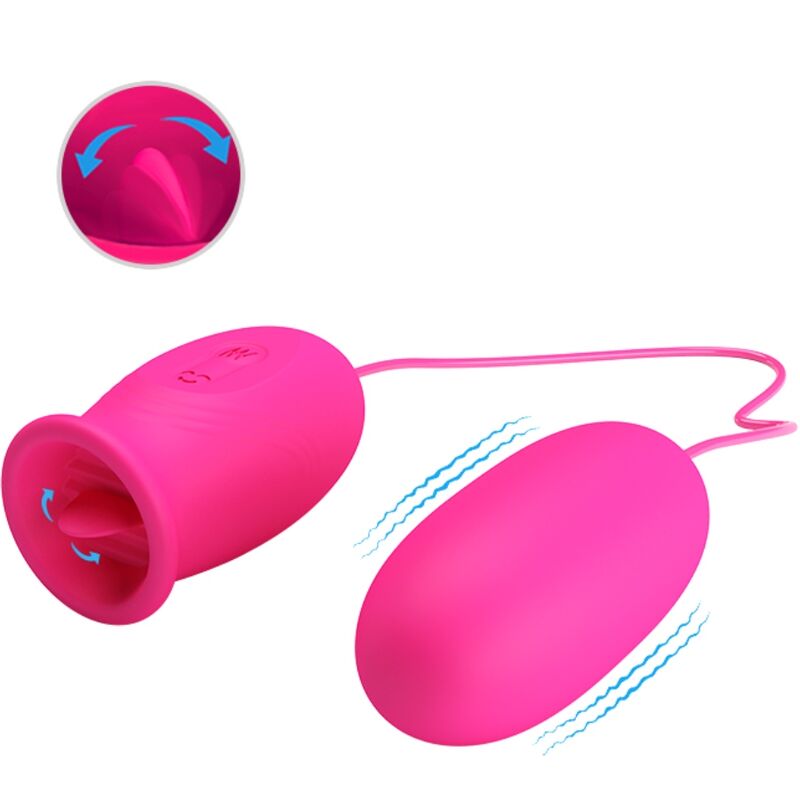 PRETTY LOVE - DAISY VIBRATING EGG + CLITORIS STIMULATING TONGUE PINK - Amore24