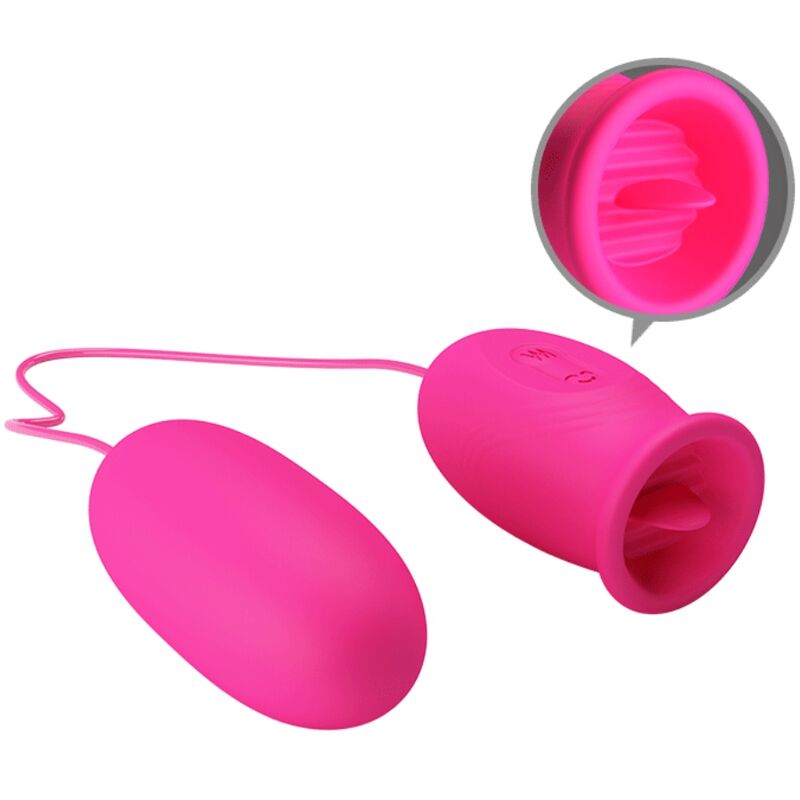 PRETTY LOVE - DAISY VIBRATING EGG + CLITORIS STIMULATING TONGUE PINK - Amore24