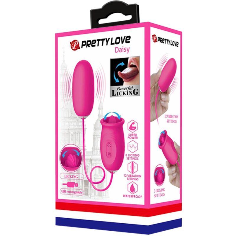 PRETTY LOVE - DAISY VIBRATING EGG + CLITORIS STIMULATING TONGUE PINK - Amore24