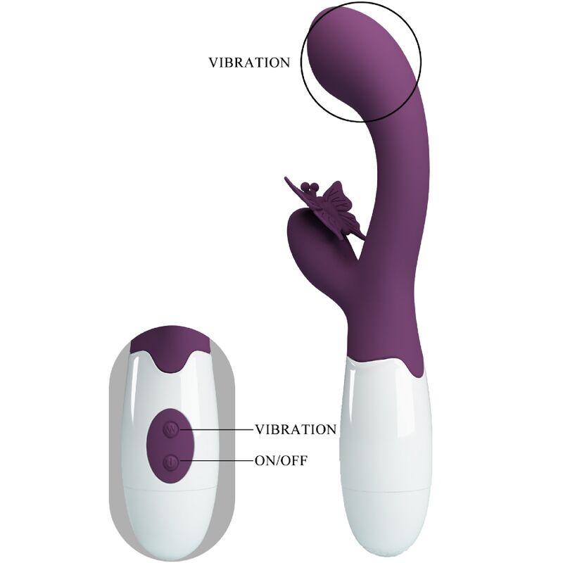 PRETTY LOVE - BUTTERFLY KISS RABBIT VIBRATOR & G-SPOT STIMULATOR PURPLE - Amore24