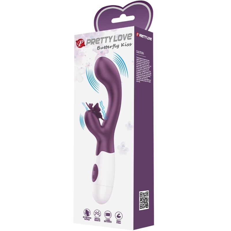 PRETTY LOVE - BUTTERFLY KISS RABBIT VIBRATOR & G-SPOT STIMULATOR PURPLE - Amore24