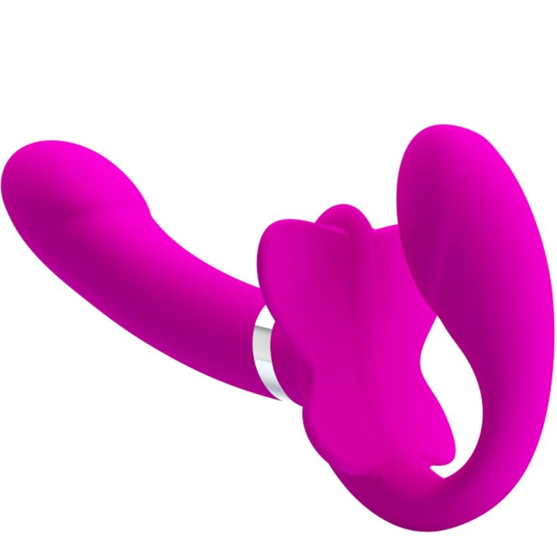 PRETTY LOVE - VALERIE DOUBLE STRAP-ON VIBRATOR 12 VIBRATIONS PURPLE - Amore24