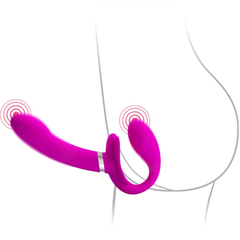 PRETTY LOVE - VALERIE DOUBLE STRAP-ON VIBRATOR 12 VIBRATIONS PURPLE - Amore24