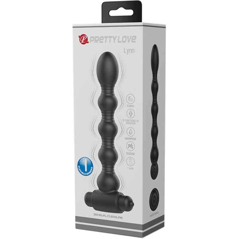 PRETTY LOVE - LYNN SILICONE ANAL PLUG 10 VIBRATIONS BLACK - Amore24
