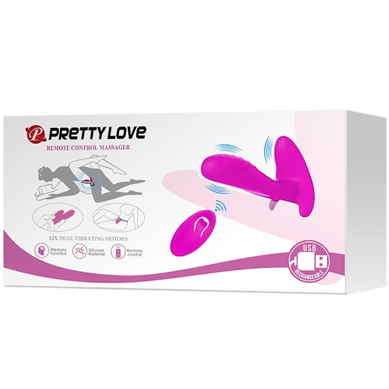 PRETTY LOVE - MASSAGER & VIBRATOR 12 VIBRATIONS REMOTE CONTROL PURPLE - Amore24
