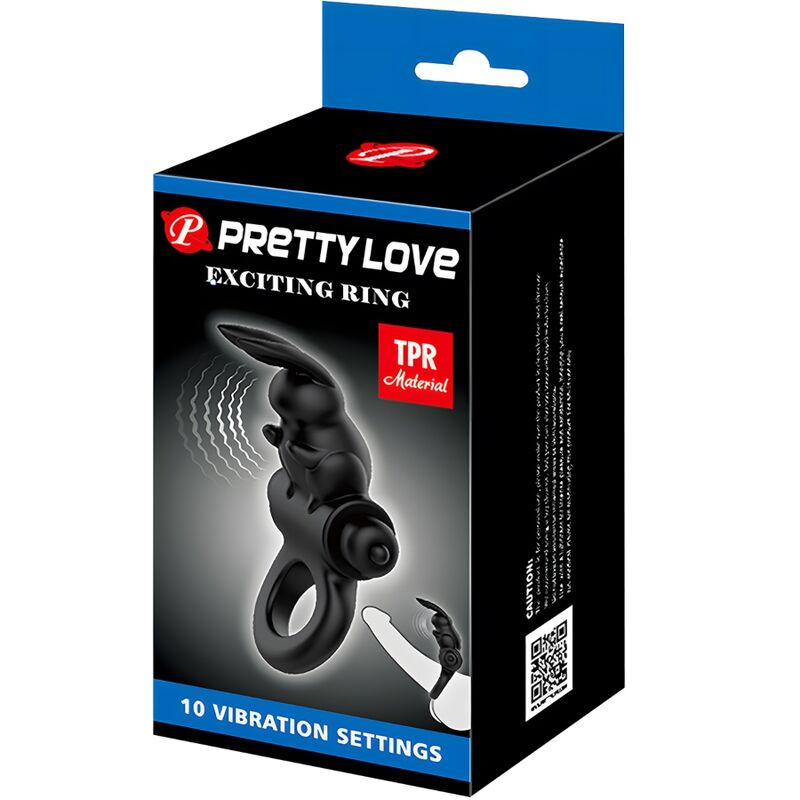 PRETTY LOVE - EXCITING RING RABBIT VIBRATOR RING 10 VIBRATIONS BLACK - Amore24