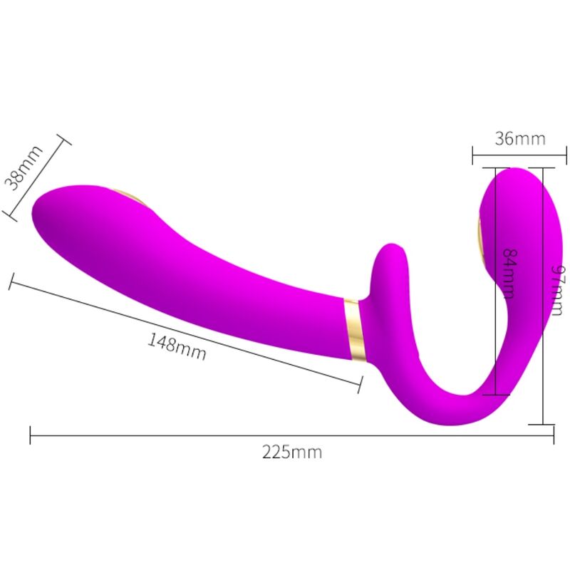 PRETTY LOVE - THUNDERBIRD DOUBLE STRAP-ON VIBRATOR REMOTE CONTROL PURPLE - Amore24